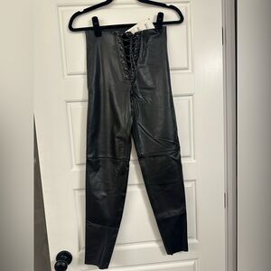 NWT Zara Lace Up Leather Pants